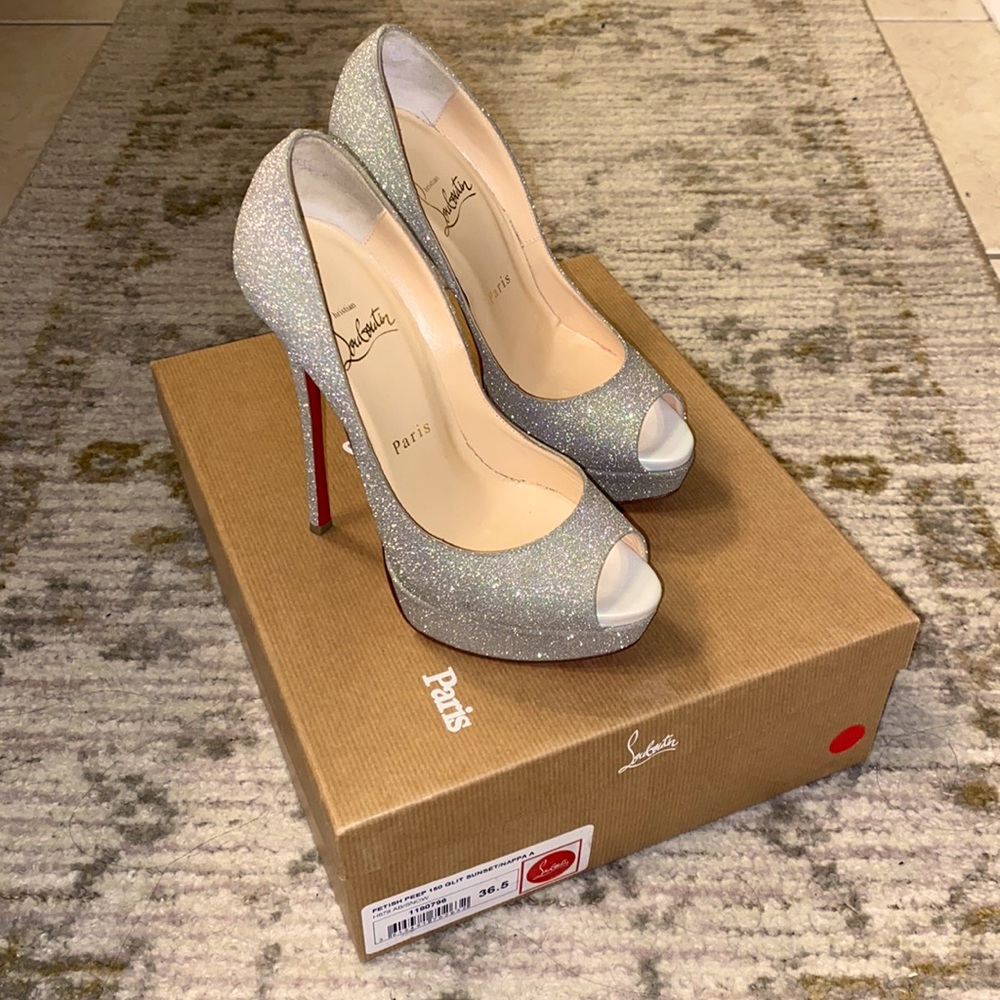 Christian Louboutin Fetish Peep Glitter Sunset/Nappa 36.5